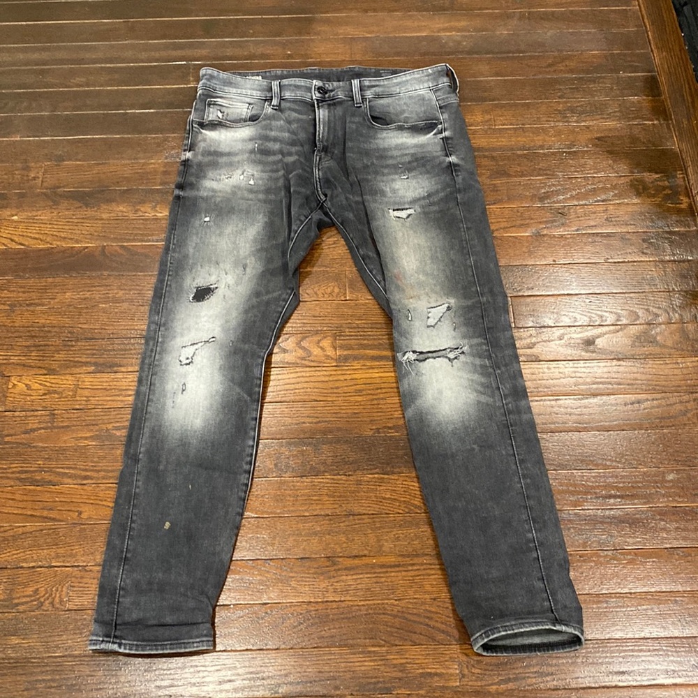 Grey Skinny Distressed Men's Jeans